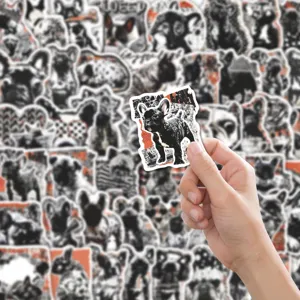 50pcs French Bulldog Stickers Retro Plaid Graffiti Dog Decals for Luggage Phone Case DIY