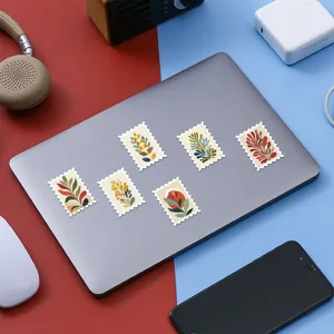Vintage Morandi floral stamp stickers for journaling and DIY luggage decoration. Retro art.
