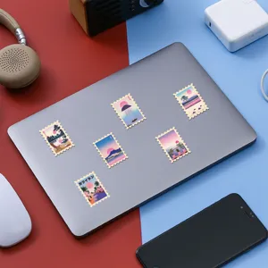 Japanese vaporwave beach stamp stickers retro neon style aesthetic laptop decoration decals