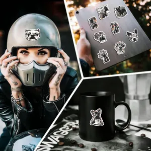 Waterproof black and white French bulldog stickers retro graffiti decals for laptop helmet.