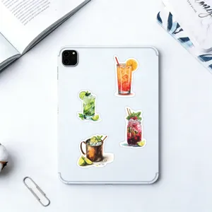 Adesivi cocktail acquerello per cancelleria di diario, adesivi decorativi DIY.