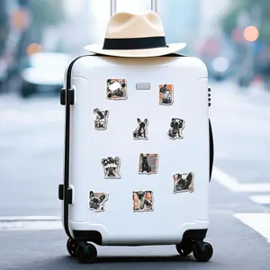 Cool black and white French bulldog stickers set for luggage and mobile phone case decor.