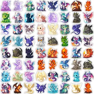 64pcs cute cartoon dragon stickers waterproof vinyl PVC decals for water bottle scrapbooking