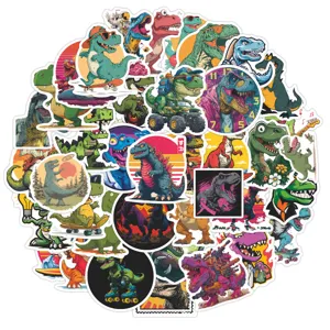 50pcs Cartoon Dinosaur Stickers Vinyl Waterproof T-Rex Graffiti Decals for Luggage DIY