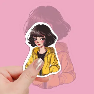 Retro anime girl stickers waterproof aesthetic vinyl decals for journaling and DIY crafts decor.