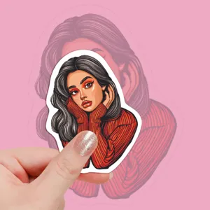 Vintage comic girl sticker waterproof aesthetic journal DIY cute decorative detail view