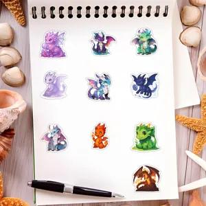 Cute cartoon fantasy dragon stickers for diary journaling and water bottle decor waterproof PVC