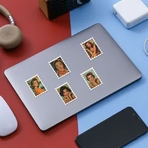 Retro pinup girl stamp stickers, vintage aesthetic decorative decals for journal and laptop.
