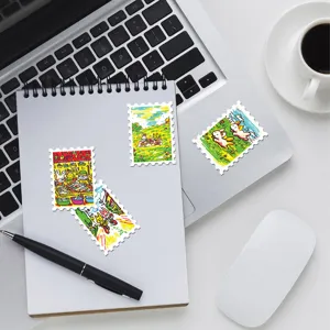 Crayon doodle animal stamp stickers, cute hand-drawn waterproof DIY journal decorative stickers.