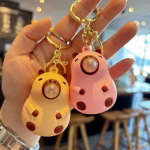 Cute capybara bubble blowing keychain backpack pendant stress relief toy detail shot