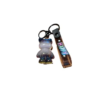 Electroplated gradient bear acrylic keychain cute doll bag pendant charm gift accessory