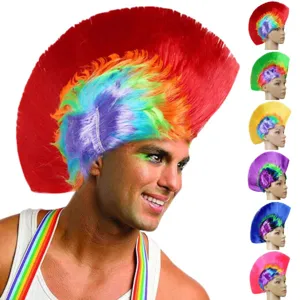 Perruque Punk Mohawk Perruque Crête de Coq Géante Colorée Accessoire de Cheveux de Fête Cosplay Perruque Drôle
