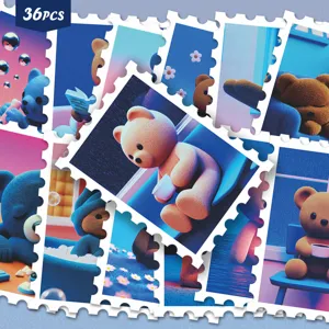 Vaporwave Oso de Peluche Sello Pegatinas Lindo Impermeable PVC Scrapbook Calcomanías Para Equipaje Diario Decoración DIY