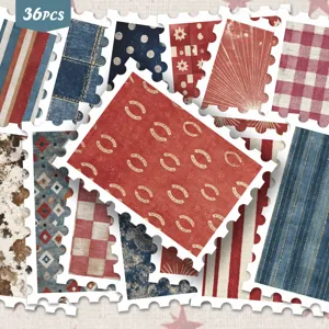 Vintage American Paisley Stamp Stickers Western Plaid DIY Journal Decorative Decals For Scrapbooking