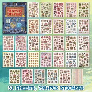 Embroidered sticker book set 31 sheets 790 plus pieces DIY crafts journal decoration