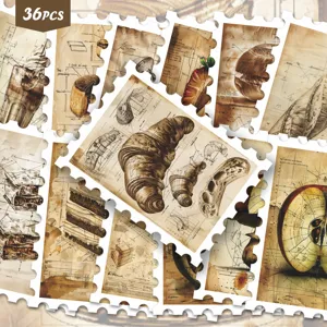 Retro Food Blueprint Stamp Stickers Waterproof PVC DIY Decorative Sticker For Scrapbook Luggage Journaling