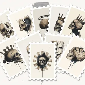 Dark skull stamp stickers vintage tattoo style waterproof DIY journaling decorative decals