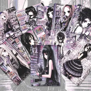 Y2K Gothic Anime Girl Stickers Set Waterproof Aesthetic Journal DIY Stationery Decals 49pcs
