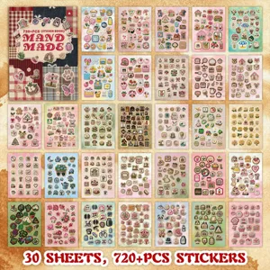 30 sheets sticker book set with over 720 pieces cute embroidered decorative DIY stickers