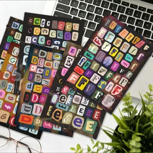 Set adesivi con lettere dell'alfabeto, cartoleria decorativa fai da te impermeabile colorata per diario.