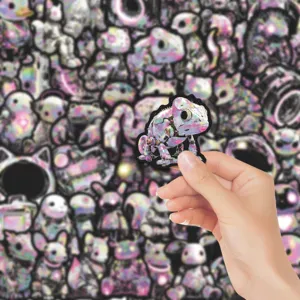 Cyberpunk mechanical chameleon sticker waterproof holographic laser decal for laptop luggage journal.