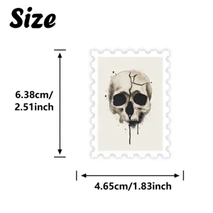 Dark skull postage stamp sticker vintage tattoo style waterproof decorative decal for journaling