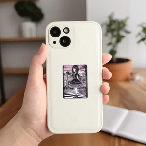 Gothic Y2K anime girl phone case, white leather textured back cover with stylish graphic.