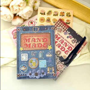 Simulated embroidery sticker book DIY journaling set with tweezers and decorative sticker sheets