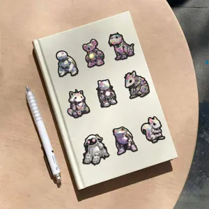 Cyberpunk mechanical animal stickers holographic waterproof mecha journaling decals for DIY crafts.
