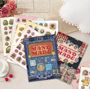 Simulation embroidery sticker book set, DIY decorative scrapbooking stickers for journaling.