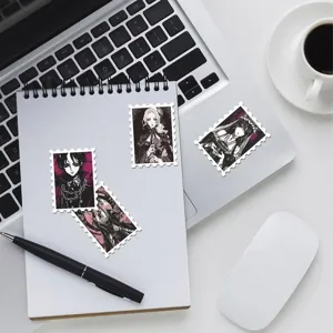 Adesivi francobollo anime gotico scuro vintage rosso nero decorativi per diario e album