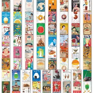 Set de 66 autocollants rétro style Showa japonais imperméables pour carnet de notes