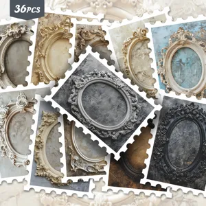 European Retro Relief Picture Frame Stamp Stickers Vintage DIY Journaling Scrapbooking PVC Decorative Sticker Pack