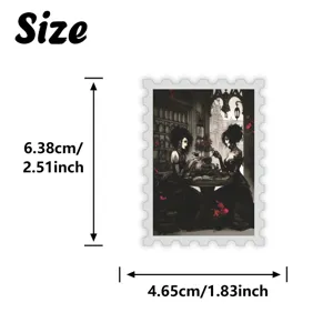 Gothic dark style stamp sticker featuring depressed girl illustration, perfect for DIY journaling.