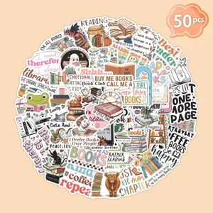 Waterproof Literary Cartoon Reading Book Stickers Aesthetic Decals For Journal Luggage DIY Stationery Decoration