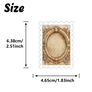 European vintage carved frame stamp sticker dimensions, retro DIY journaling decorative PVC art.