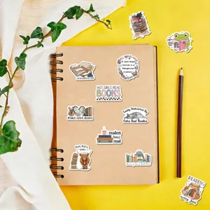 Waterproof book-themed aesthetic stickers for journaling, DIY crafts, and stationery decoration.