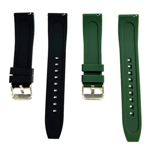 Correa de reloj de silicona universal con liberación rápida en negro y verde para ti.