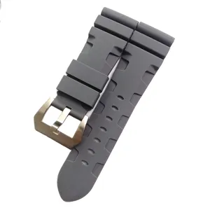 Correa de reloj de silicona gris con hebilla metálica, banda deportiva impermeable de repuesto.