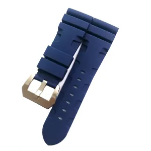 Correa de reloj de silicona azul con hebilla dorada deportiva impermeable de 26mm