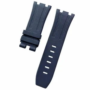 Correa de repuesto de goma azul oscura, fluoroelastómero prémium para relojes deportivos de lujo.