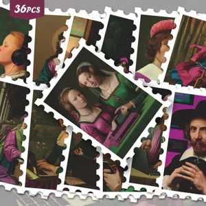 Retro Renaissance Oil Painting Stamp Stickers Vintage Art Decorative Stickers For Journaling Scrapbooking DIY Craft