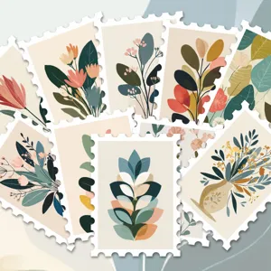 Vintage botanical floral stamp stickers, fresh Morandi style DIY journaling stickers.