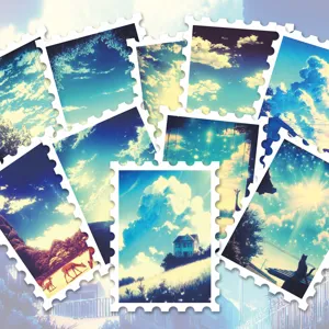 Dreamy sky landscape stamp stickers, forest healing style decorative stickers for DIY journals.