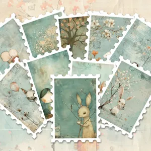 Adesivi vintage con francobolli di coniglio stile pastorale per diario fai da te in PVC!