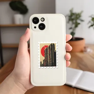 Coque de téléphone timbre architecture Bauhaus avec design géométrique rouge vintage pour le style.