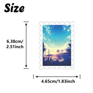 Dreamy anime sky scenery stamp sticker, forest healing style DIY journal sticker.