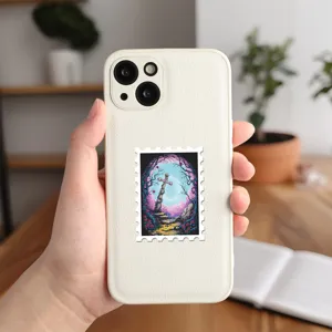 Protective phone case featuring a gothic cross stamp sticker design with dreamy aesthetic.