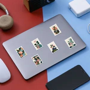 Vintage botanical stamp stickers, Morandi floral aesthetic DIY journal laptop decor.