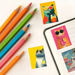 Decorative DIY stationery scrapbooking cat stickers set with colorful sunglasses pets